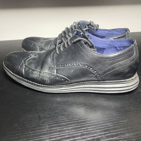 Cole Haan OriginalGrand Wingtip Oxford Black Leather Shoes C27984 Mens Size 9.5 - Picture 4 of 10